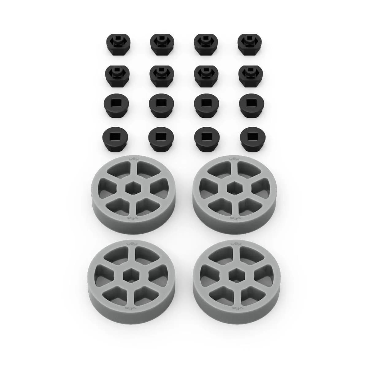 Compression Wheel 4-Pack Kit (2" OD x 1/2" WD, 1/2" Hex Bore, 30A)
